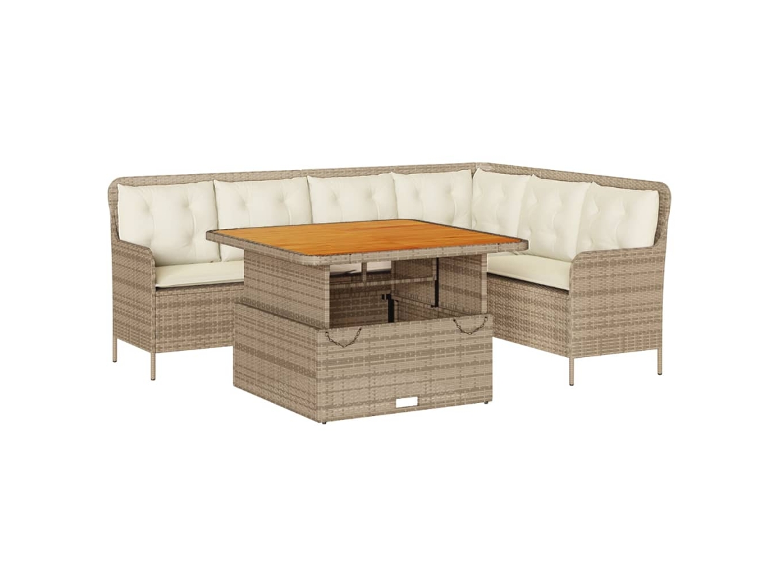 Conjunto de 2 Sofás para Jardim com Almofadões Vime Pe Bege MAISON EXCLUSIVE (90x200 cm)