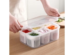 Recipiente Refrigerado Com Tampas Herméticas E 6 Cestos Removíveis Para Escorrer Legumes, Acessório Funcional Para Uso Doméstico E Cozinha