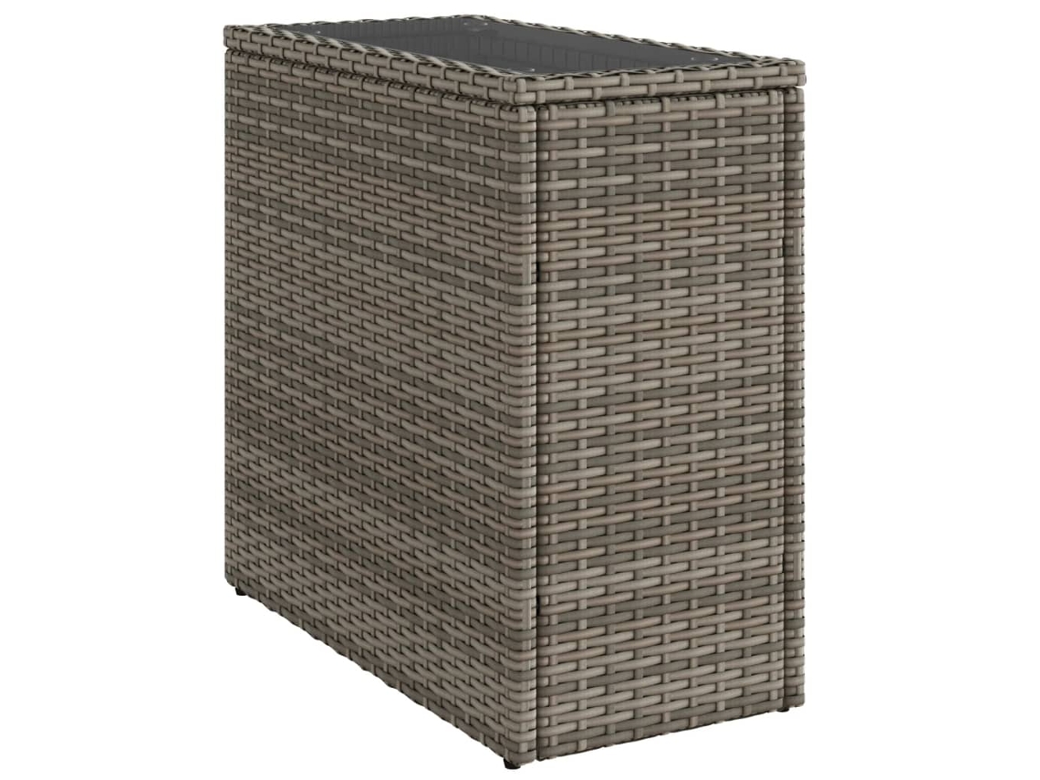 Mesa de apoio para jardim com tampo de vidro 58x27,5x55 cm Vime Pe Cinza MAISON EXCLUSIVE
