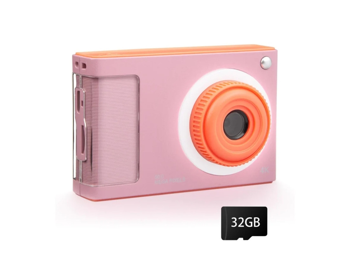 Câmera Digital Câmera Infantil Fhd 1080p Com Cartão De 32 Gb Zoom 8x De 48 Mp Para Adolescentes E Crianças Rosa Yizhood