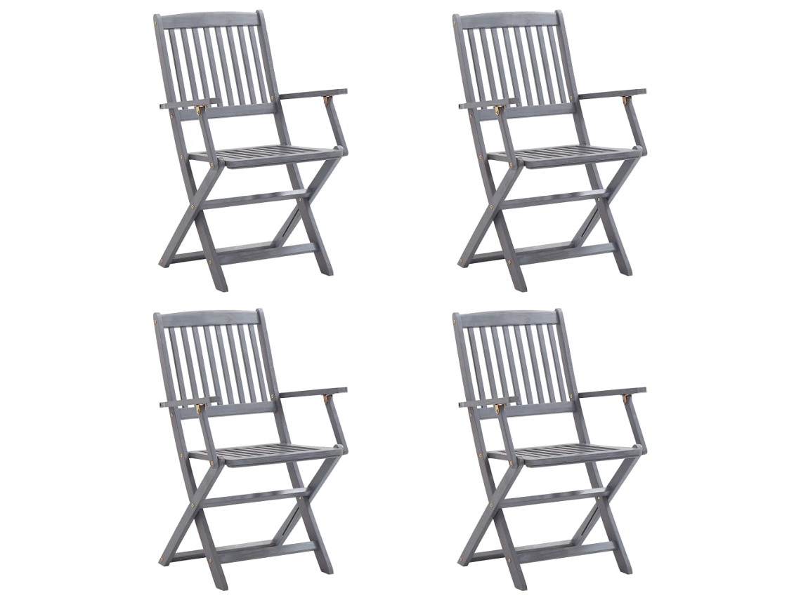 Maison Exclusive - Cadeiras Exterior Dobráveis C/ Almofadões 4 Pcs Acácia Maciça