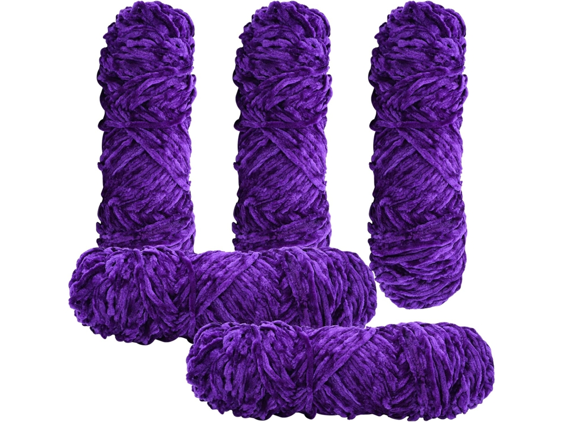 Fio Chenille Para Crochê E Tricô, 5 X 95 G, Fio Para Projetos De Crochê Slowmoose
