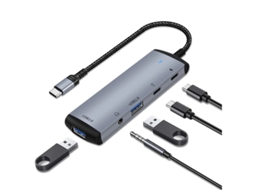 5 em 1 Usb C para 3,5 mm Hub Usb C Otg Adaptador de dados Usb 3.0 Carregador PD 60W compatível com Yizhood