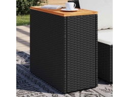 Vidaxl Mesa Lateral De Jardim Com Tampo De Madeira Preta 58x27,5x55 Cm Vime Sintético