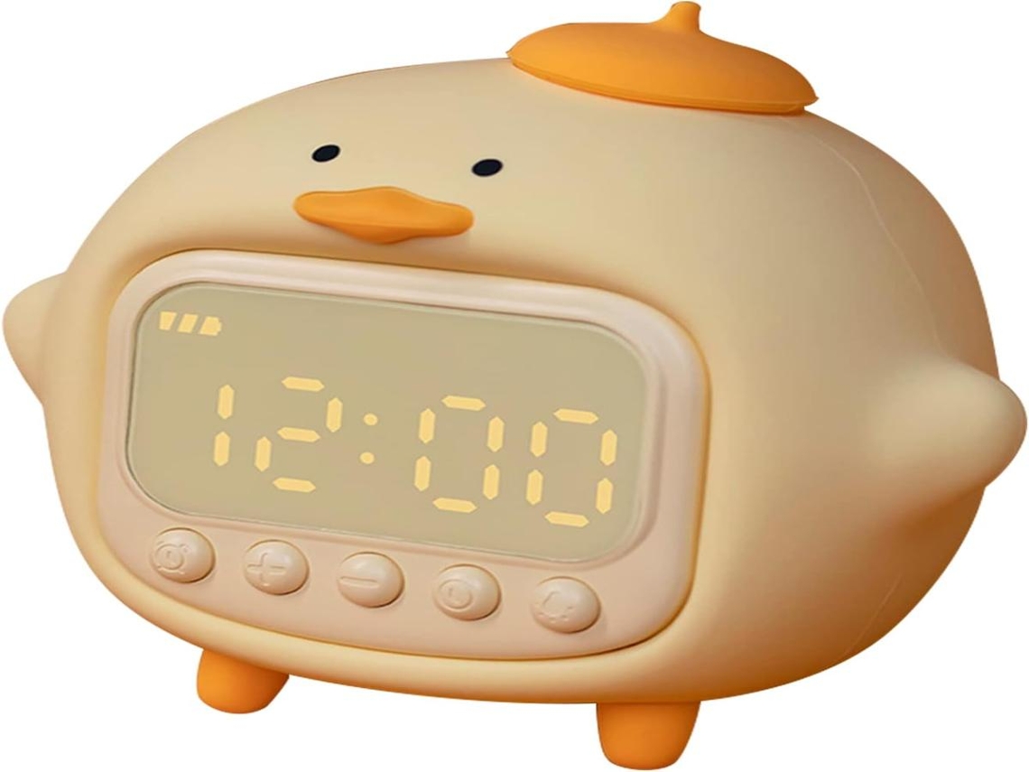 Lurelia Despertador Infantil Com Motivo Pato Com Silicone Macio, Recarregável Usb, Sensor De Toque E Brilho Regulável Para Crianças