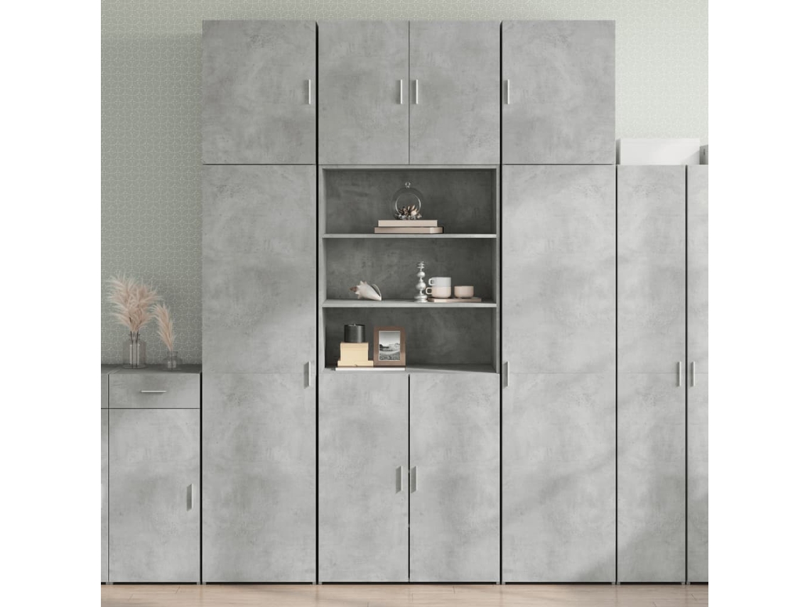 Vidaxl Armário Alto 80x42,5x249 Cm Derivados De Madeira Cinza Cimento