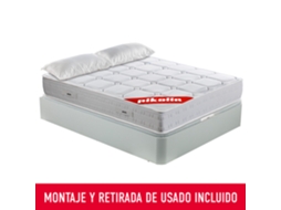 Pack PIKOLIN Sommier Branco + Colchão Molas Ensacadas Wow + Almofada Grátis (180 x 200 - 59 Cm de Altura)