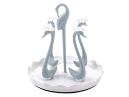 Porta Copos Em Formato De Cisne Com Bandeja Coletora Giratória Plástico. Aquaforge