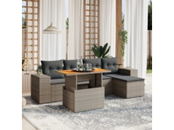 Conjunto de 6 sofás de jardim com almofadas Vime Cinza Dkd Home Decor