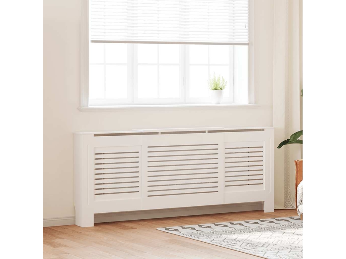 Vidaxl Cobertura De Radiador Mdf 205 Cm Branco