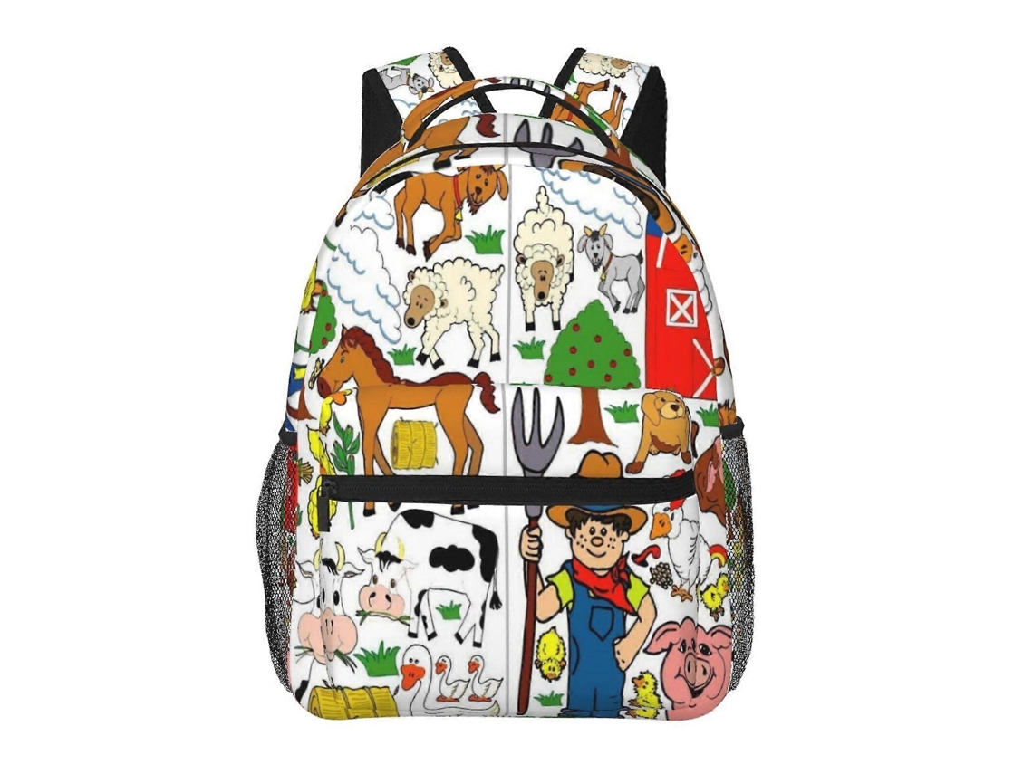 Mochila Happy Farm Z26 Para Estudantes, Durável E Leve, Impermeável E Com Alça De Ombro Respirável N26