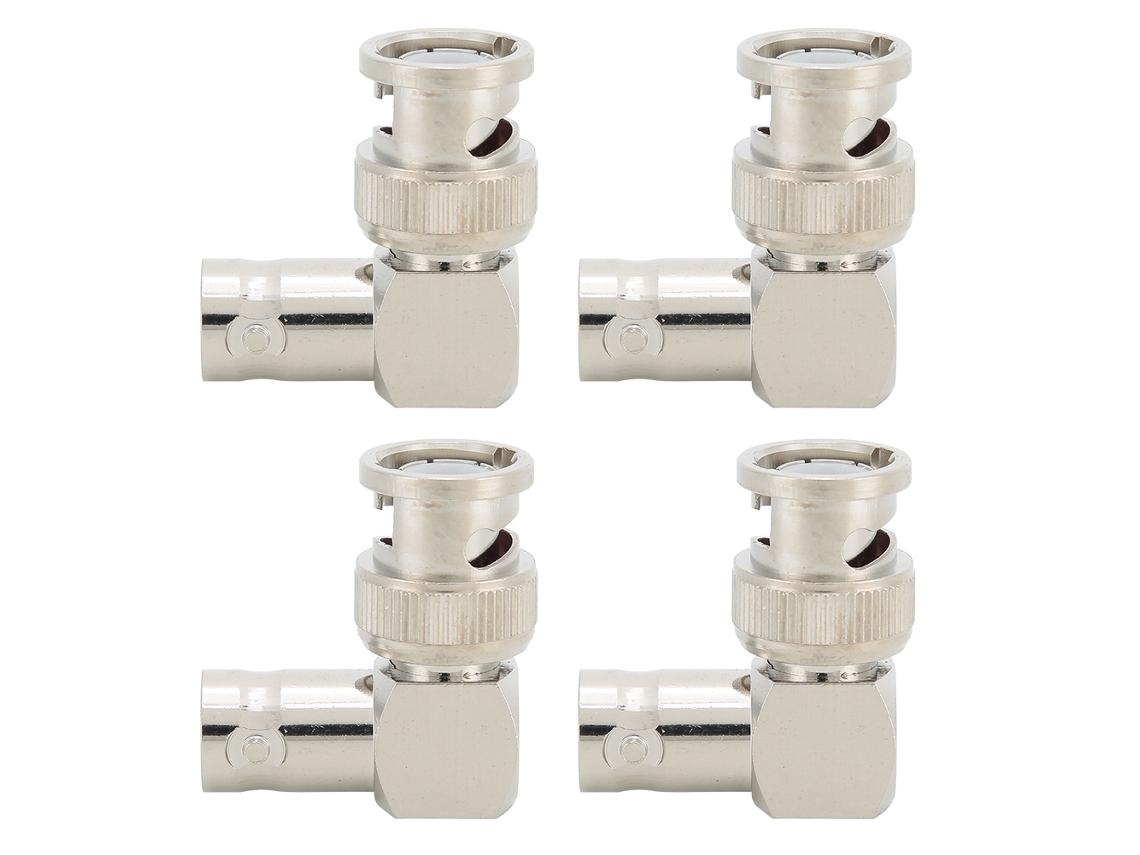 Aetheria 4pcs Adaptador Conector Bnc Macho para Fêmea Ângulo Reto Codo 50 Ohmios Latão