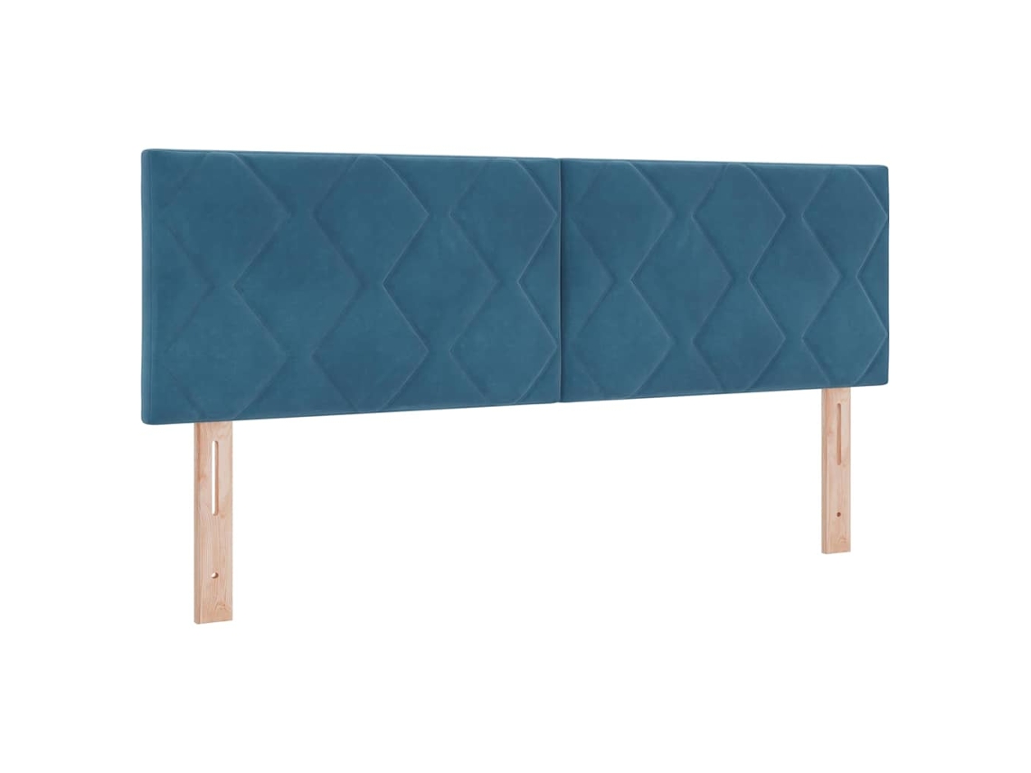 Cabeceira | Painel De Cama Led Azul Escuro 160 Cm Couro Sintético