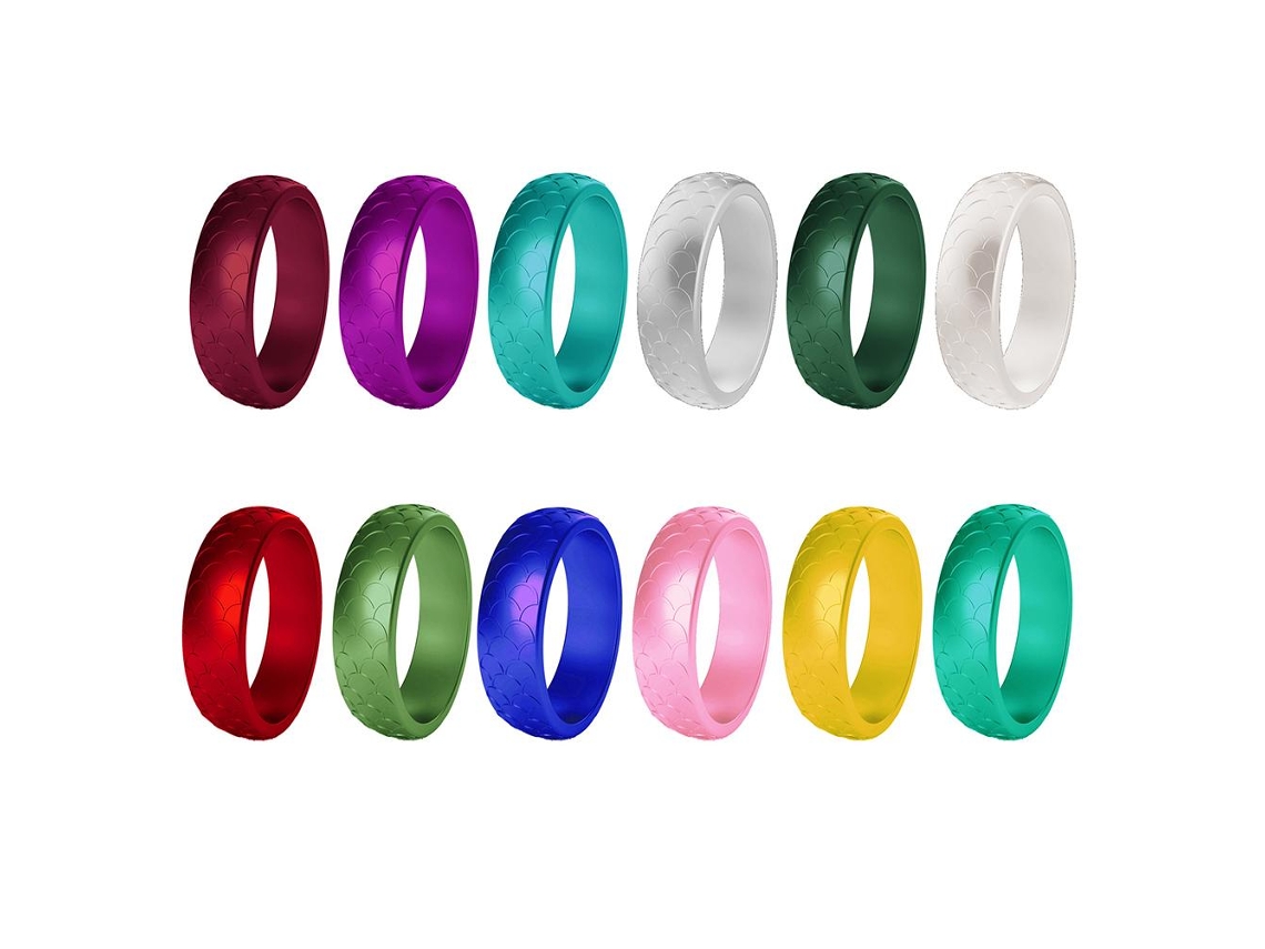 2026 12 Anéis de Silicone Escama de Peixe 12 Cores Estilo Eua Mulheres
