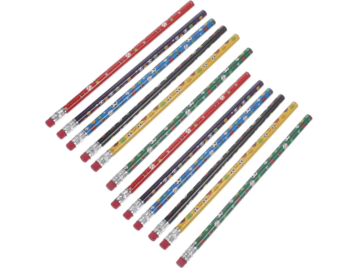 Conjunto de 48 Lápis de Madeira Leves e Decorativos com Tema de Futebol em Madeira CHABERLU