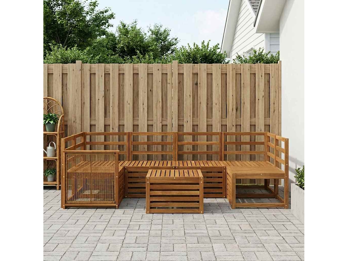 Vidaxl Conjunto De Sofás Para Exterior 7 Pcs Natural
