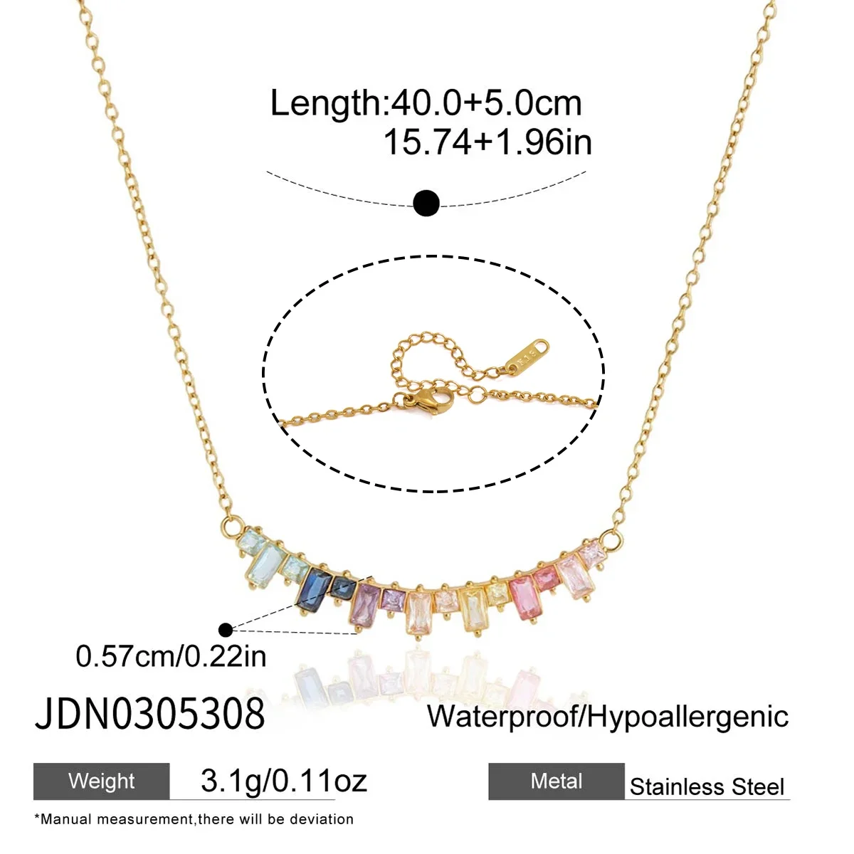 Colar Com Pingente De Carinha Sorridente Em Vidro Multicolorido, Feito De Aço Inoxidável Banhado A Ouro.