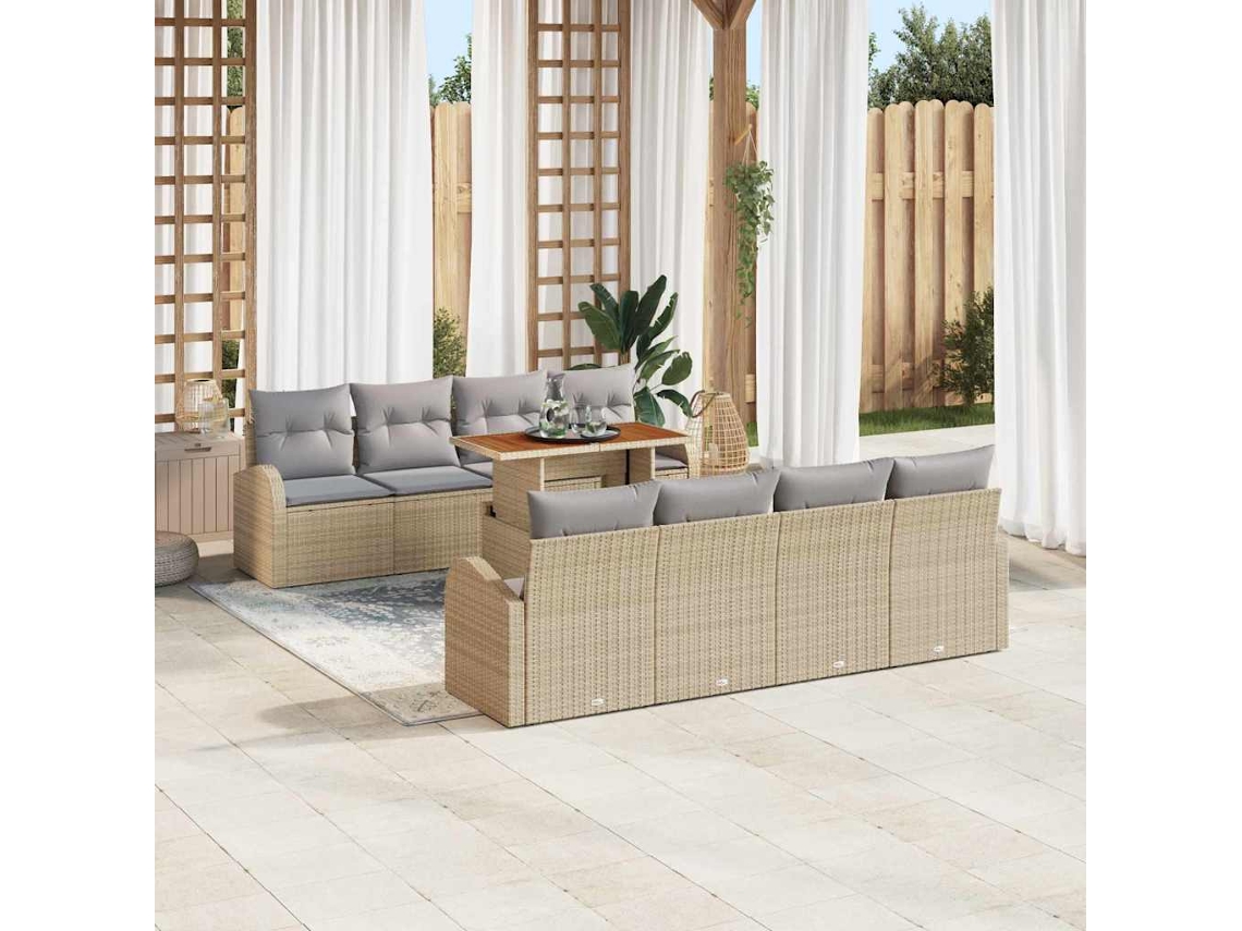 Vidaxl Conjunto De Sofá De Jardim 7 Unid. Bege E Cinzento Claro