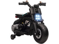 Motocicleta Elétrica para Crianças de 3 a 5 Anos em Pp e Metal com Rodas. Trompa e Música. 86x44x58 Cm. Preto Ge