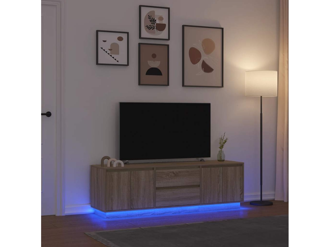 Móvel De Tv | Gabinete De Tv | Armário De Tv Com Luzes Led 160,5x41x50 Cm Carvalho Sonoma