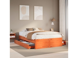 Vidaxl Cama Sem Colchão Com Gavetas Madeira Pinho Maciça Castanho-mel
