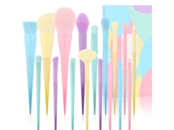 Pincéis De Maquiagem 17 Peças Conjunto Colorido Para Blush, Corretivo E Sombras