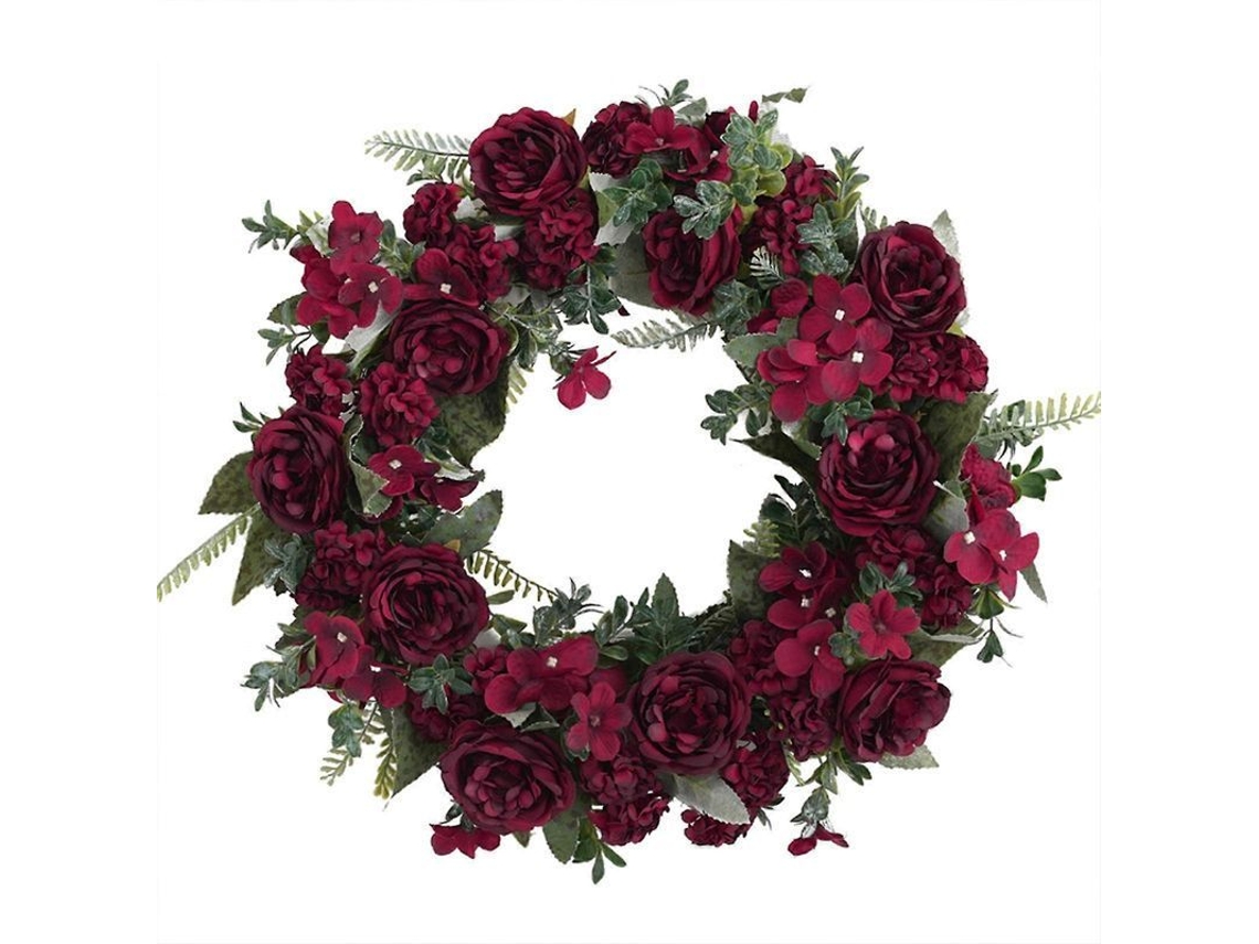 Guirlanda De Peônia Artificial Com Design Único Versátil Sem Manutenção Para Decoração Interior E Exterior 40cm Vermelho