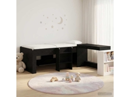 Vidaxl Cama Alta Para Crianças Com Mesa Carvalho Preto 80 X 200 Cm