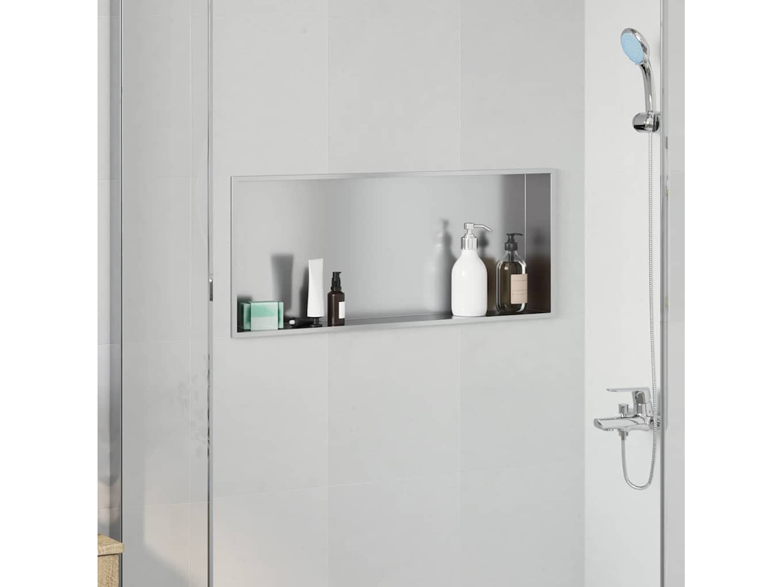 Vidaxl Nichos De Chuveiro Prateado 75 X 30 X 9,5 Cm Aço Inoxidável