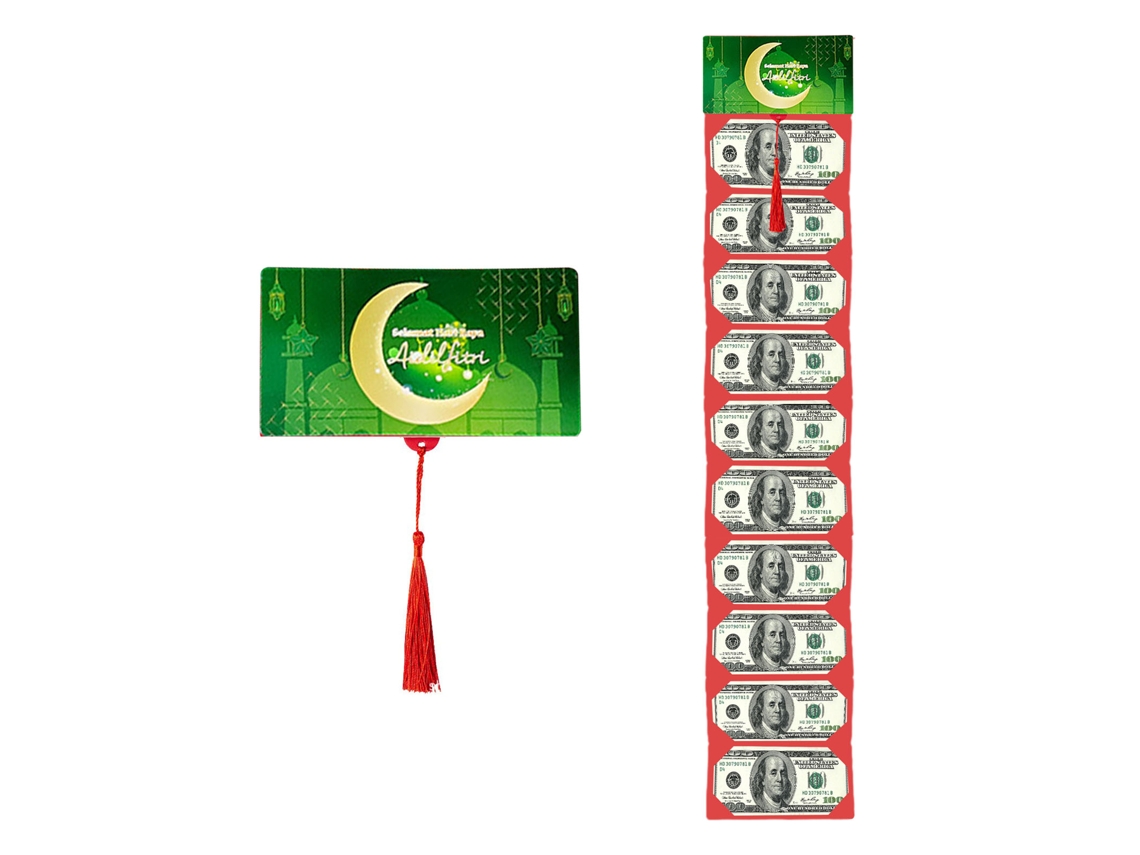 Envelope Verde Lunar Com 10 Slots Cartões Design Puxador Criativo