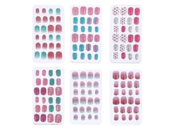 Kit de Unhas Falsas para Crianças 144pcs com 6 Caixas, Cores Variadas, Tamanho 11.5x6cm, para Festas e Uso Diário, Idade 9-10 Anos