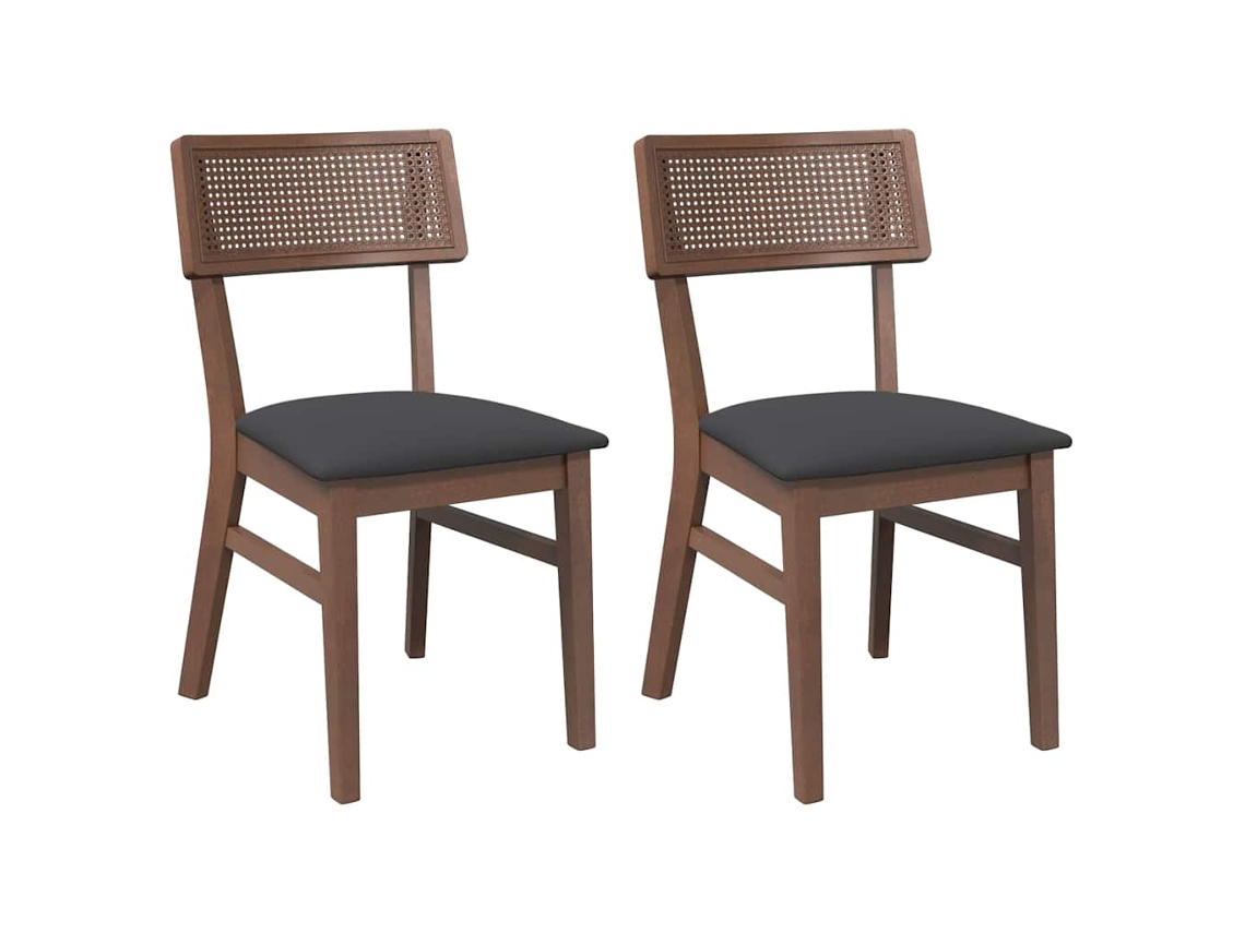 Maison Exclusive - Cadeiras De Jantar Com Almofadões 2 Pcs Madeira Maciça Castanho