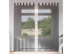 Vidaxl Cortinas De Voile Com Aba 2 Pcs Preto
