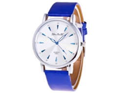 Reloj De Pulsera Analógico Unisex De Cuero Pu Con Cristal De Quartzo (azul) Zhoulianfa
