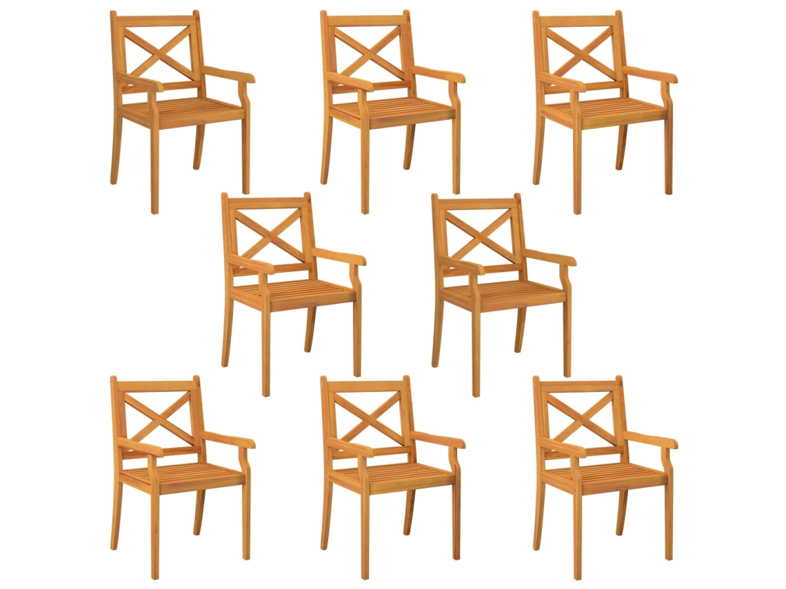 Maison Exclusive - Cadeiras De Jantar Para Exterior 8 Pcs Acácia Maciça