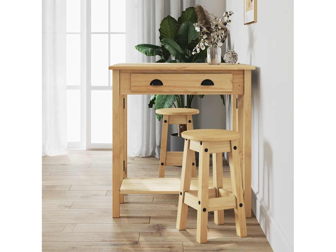 Vidaxl 3 Pcs Conjunto De Bar Pinho Maciço