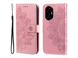 Capa De Couro Para Celular Com Estampa De Flores De Sete Pétalas
