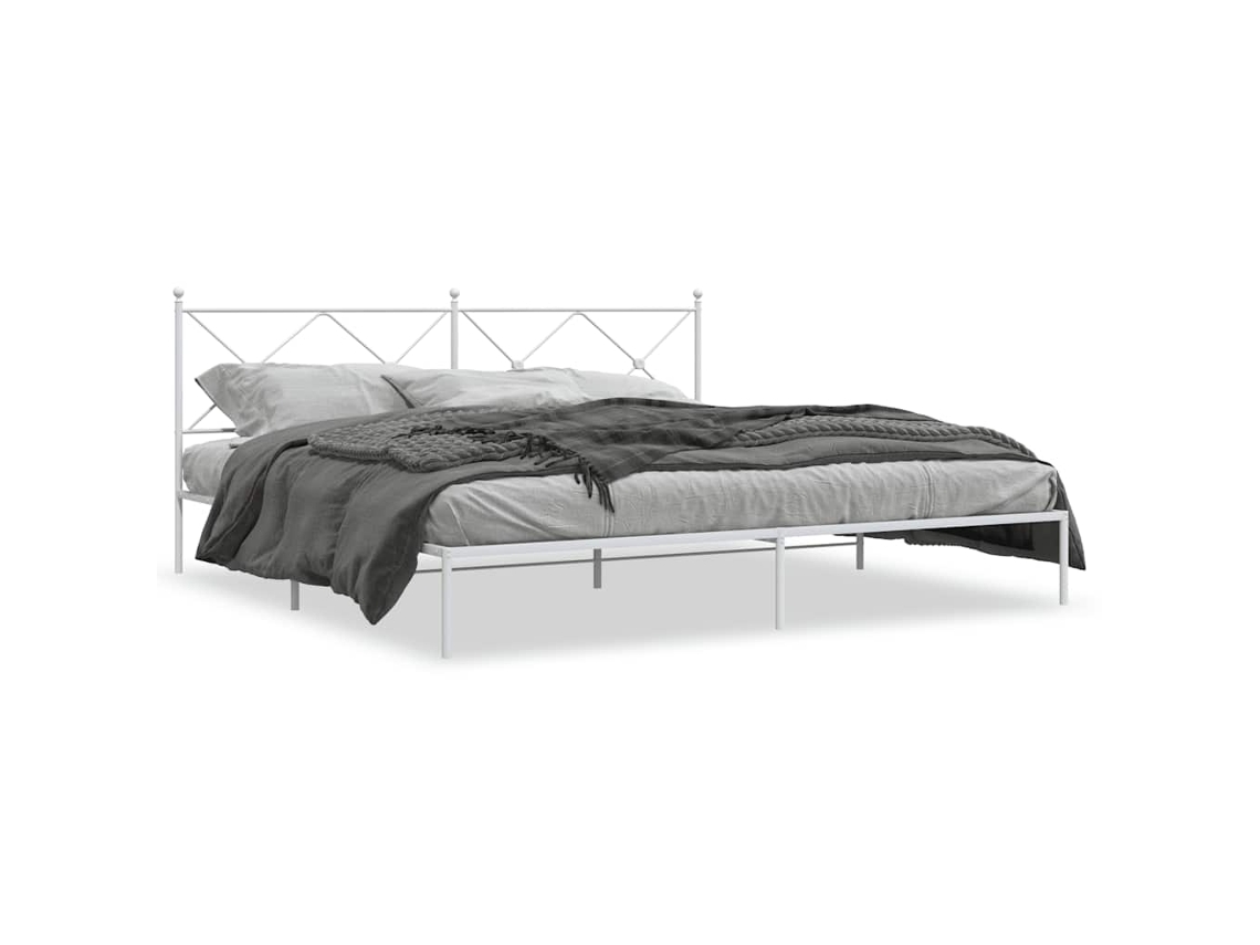 Bed Frame, Bed Frames Vidaxl Branco Aço (193 X 203 Cm)
