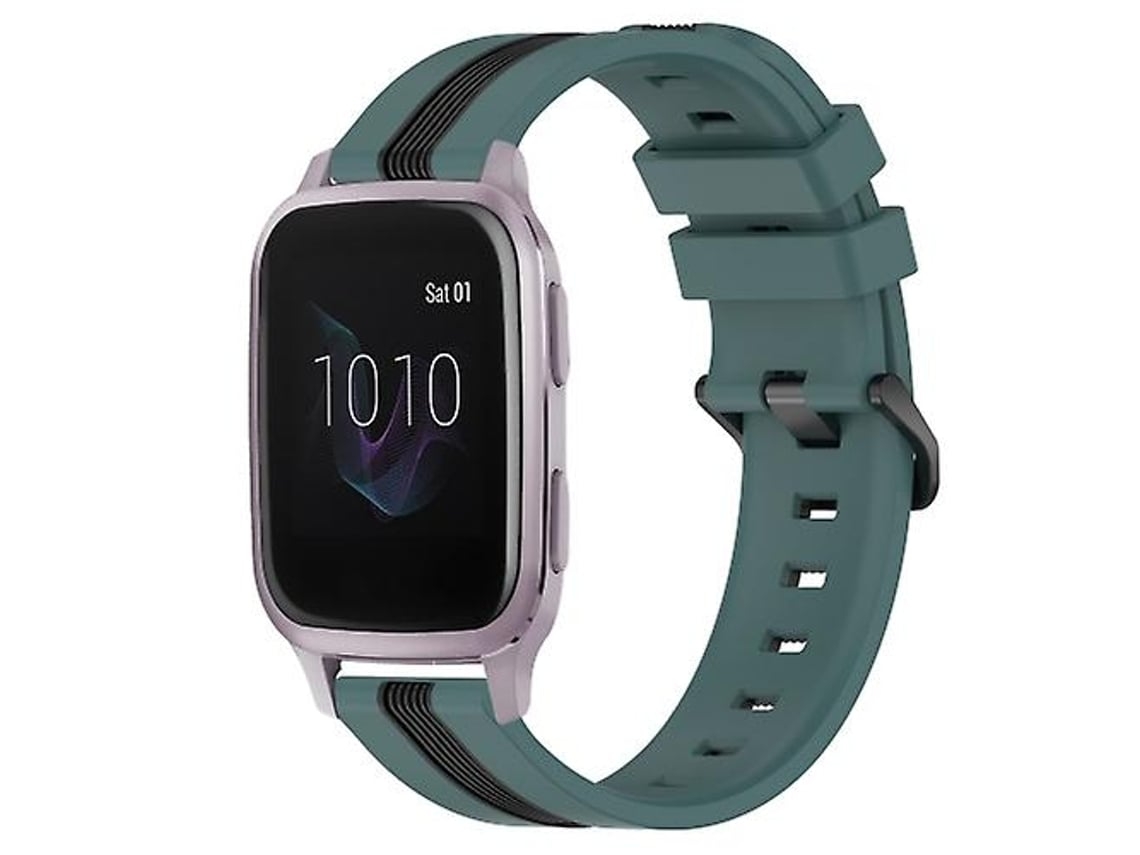 Lurelia Pulseira Vertical Garmin Venu Sq 20 Mm, Silicone Bicolor, Verde E Preto