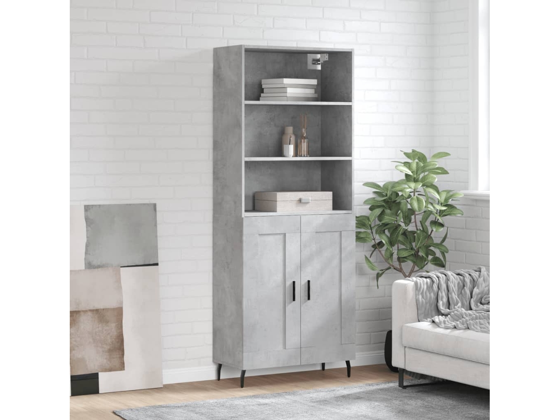 Vidaxl Armário Alto 69,5x34x180 Cm Derivados De Madeira Cinza Cimento