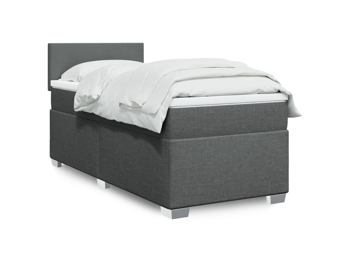 Vidaxl Cama Com Molas/colchão 90x190 Cm Tecido Cinza-escuro