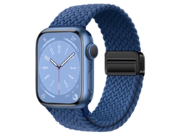 Pulseira Magnética De Nylon Trançado Para Apple Watch Series 10, Trama Elástica Em Arco Íris, Azul Oceano, 38 40 41 42mm