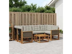 Vidaxl Conjunto De Sofás Para Exterior 7 Pcs Natural E Cinzento-claro