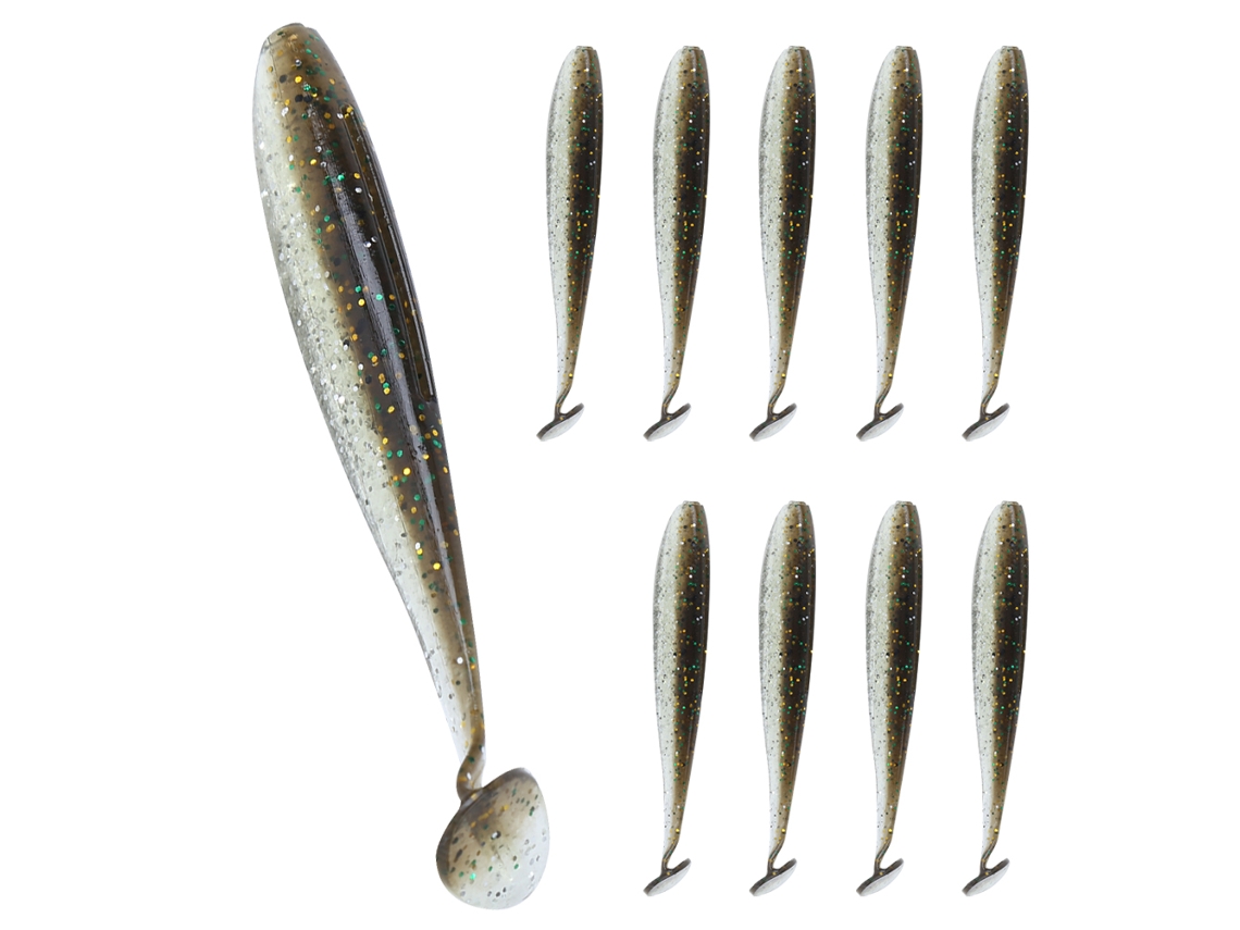 Lure Bait (simulated Fish Lure, Two-color T-tail) 10-pack 70mm 2.3g Soft Bait Paddle Tail Fishing Bait Ar25