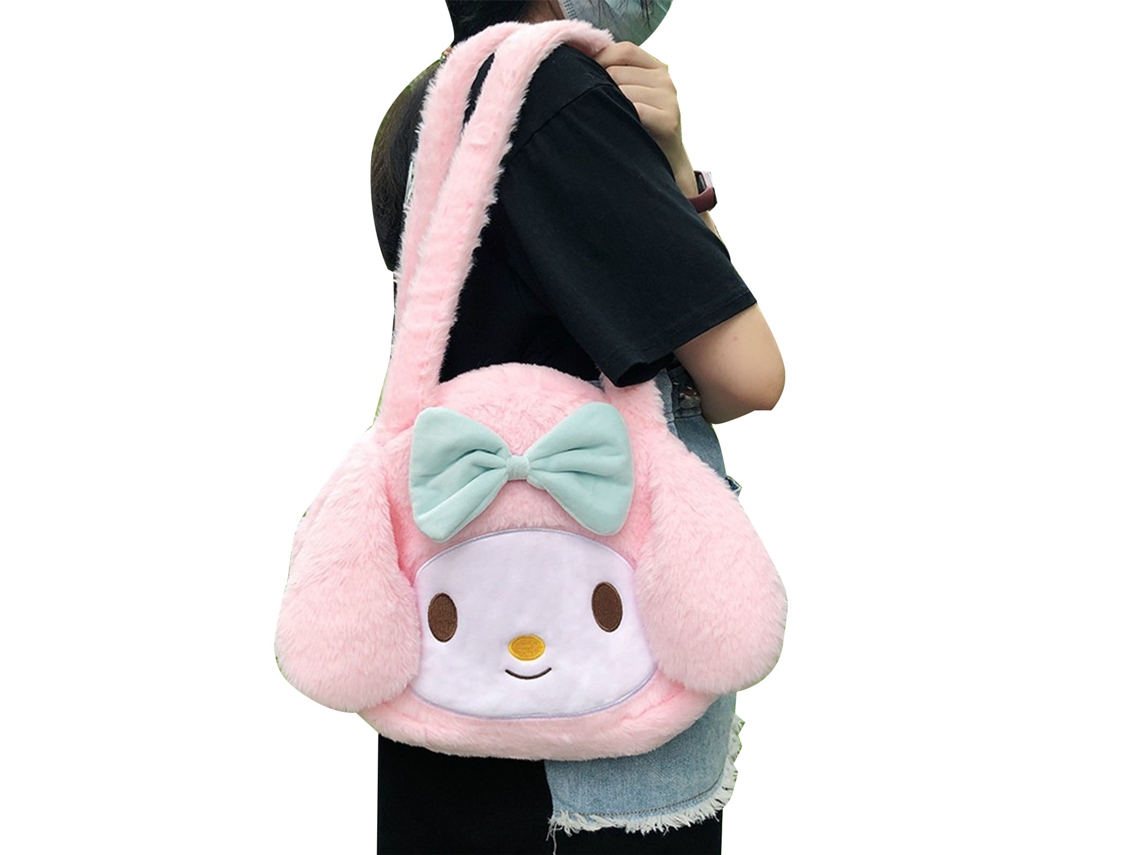 Bolsa de Axila Pelúcia Fluffy Feminina Cute Pink Tote S/MARCA