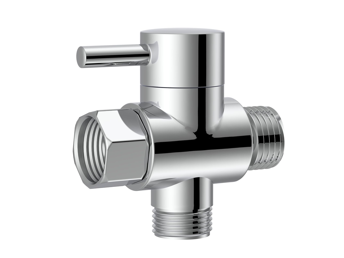 Válvula Tee G 1/2 em Latão Cromado Polido, compatível com Chuveiro Fixo e Ducha Manual | S/MARCA