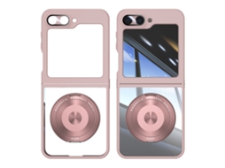 Capa Para Samsung Galaxy Z Flip 6, Tpupc suporte Magnético Giratório Integrado Rosa Hexinyigjly