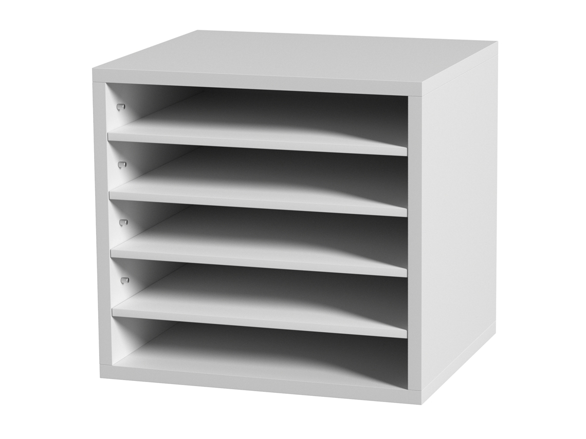 Organizador de Literatura Madeira Aglomerada, Estante Armazenamento Documentos com 5 Compartimentos 35,5x30,5x33 Cm, Classificador Prateleiras
