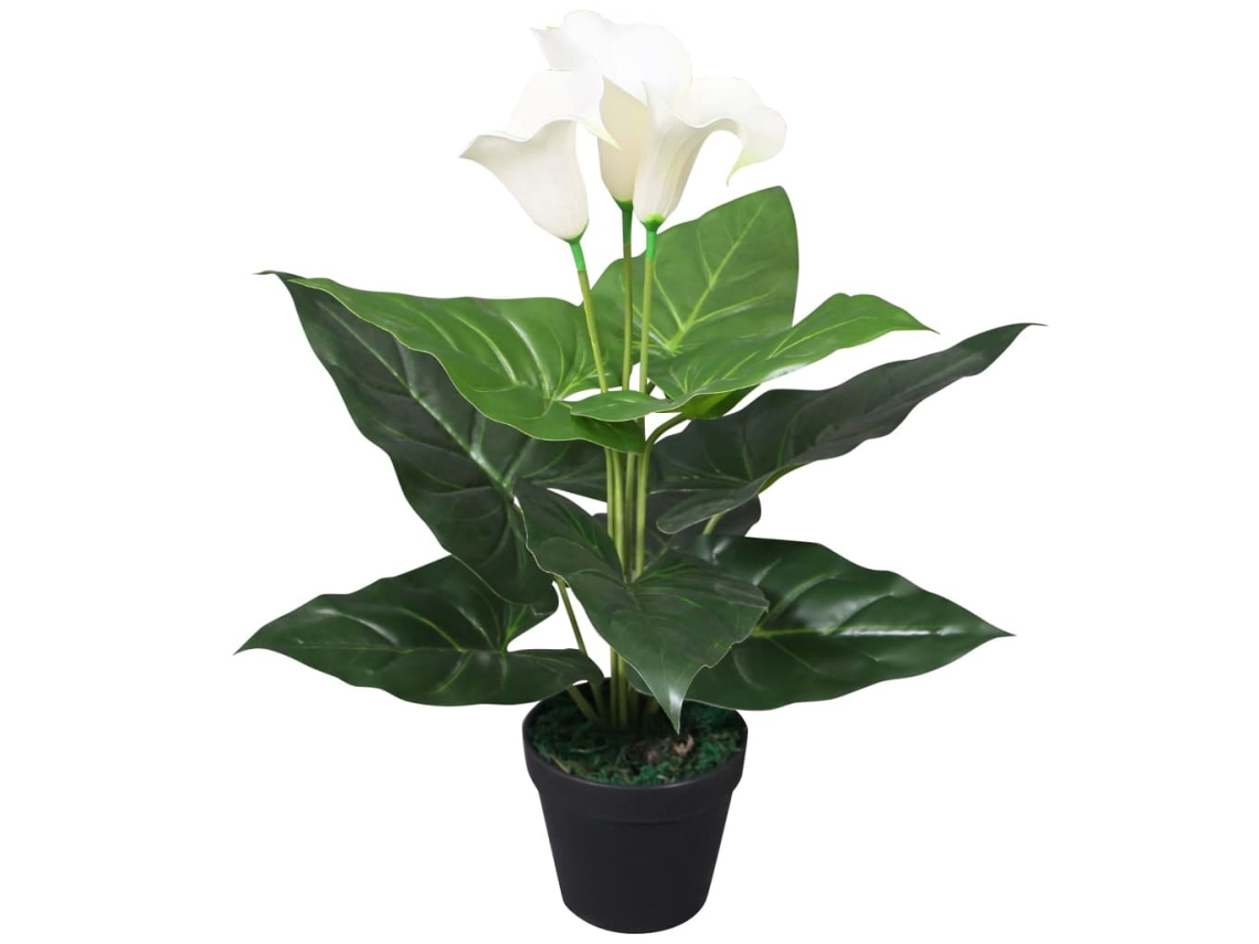 Vidaxl Planta Jarro Artificial Com Vaso 45 Cm Branco