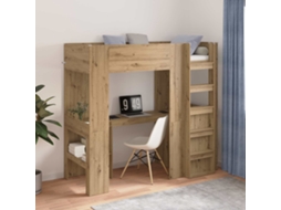 Vidaxl Estrutura de Cama Loft com Mesa Carvalho Artesanal 75 X 190 Cm